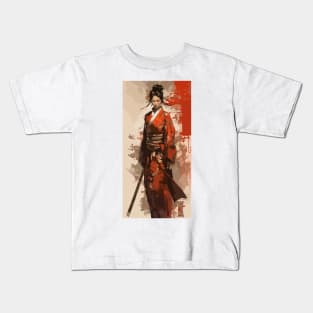 Samurai girl with katana Kids T-Shirt